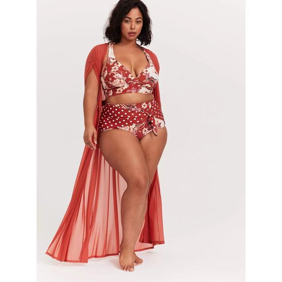 Torrid Maxi Mesh Short Sleeve Coverup Kimono Orange Womens Plus Size 2 2X - Picture 12 of 12